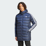 adidas Hombre Essentials 3-Stripes Light Down Hooded Parka, Legend Ink, M