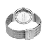 BERING 15540-004 Reloj de cuarzo para hombre con caja de acero inoxidable plateado de 40 mm y esfera blanca, correa milanesa, cristal de zafiro y resistencia al agua de 5 ATM