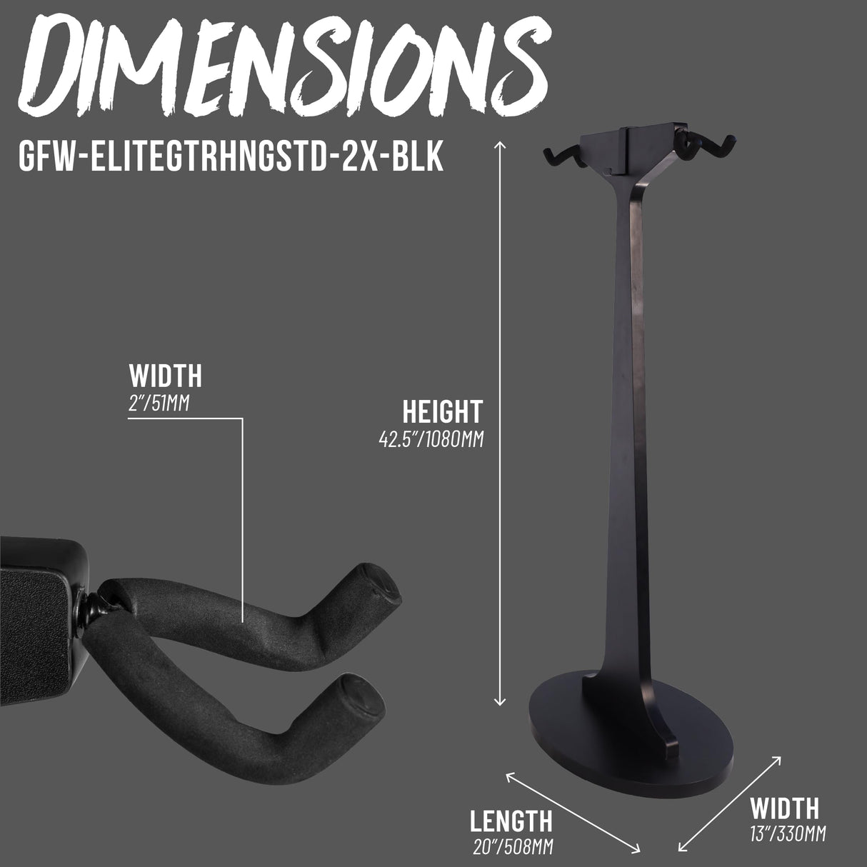Gator Frameworks GFW-ELITEGTRHNGSTD-2X-BLK - Soporte doble para colgar