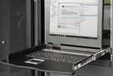 DIGITUS Consola KVM de 19" con pantalla TFT de 17" (4:3), distribución de teclado CH, conmutador KVM con 16 puertos VGA, negro