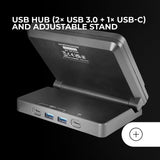 Mars Gaming MSD-Pro, Control Deck, 10 Teclas LCD y 4 Diales Personalizables, Pantalla Táctil Extendida Animada, Base Ajustable; Software de Control, Hub USB con 2X USB 3.0 + 1x USB-C, Negro