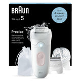 Braun Silk-épil 5, Depiladora Eléctrica Para Una Eliminación Del Vello Fácil, Piel Suave Duradera, 5-060, Blanco/Flamenco