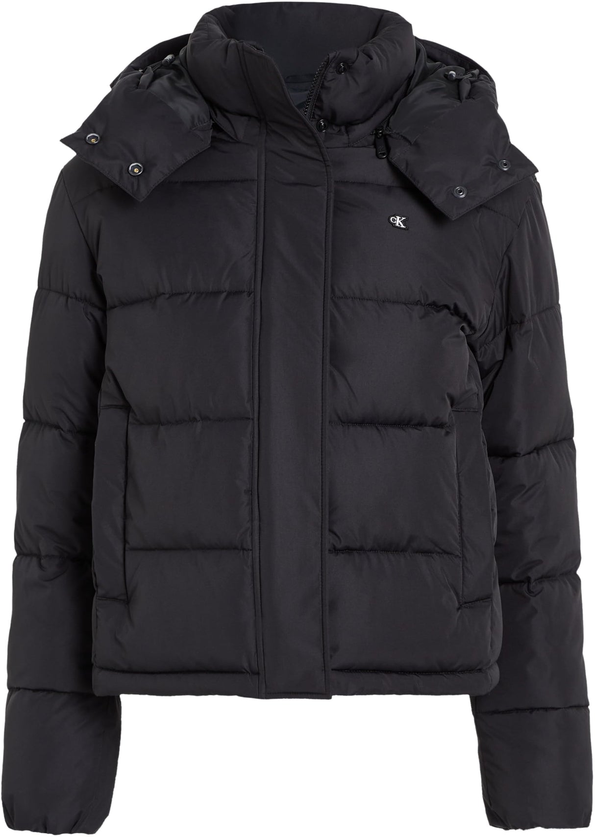 Calvin Klein Cazadora acolchada Mujer Matte Short Puffer con capucha, Negro (Ck Black), 3XL