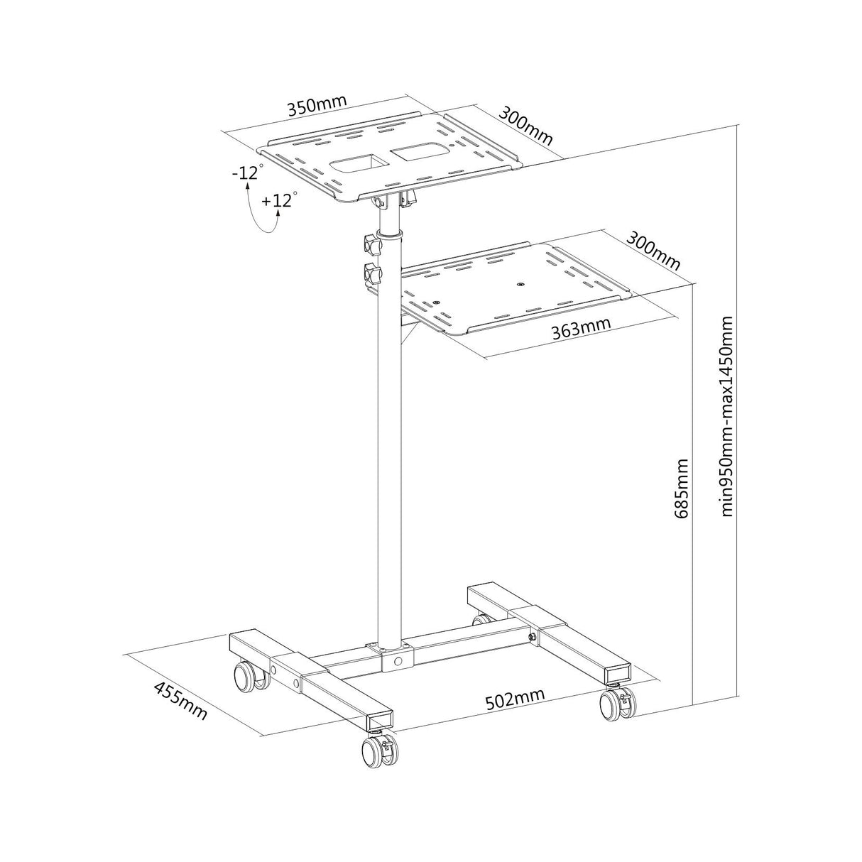 PureMounts PM-PCART-10 - Neigbarer Projektionswagen/-tisch para Beamer y Projektoren