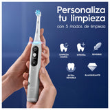 Oral-B iO 6 Cepillo de Dientes Eléctrico Gris Con Mango Recargable, 3 Cabezales y 1 Estuche de Viaje, 5 Modos De Cepillado Con Blanqueamiento Dental, Sensor De Presión, Diseñado por Braun
