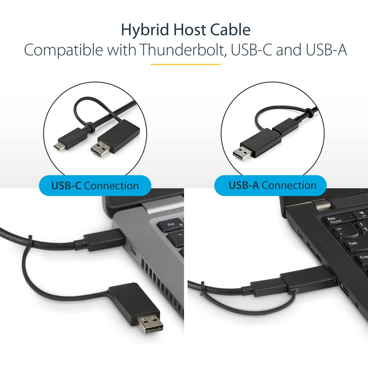 StarTech.com Docking Station Universal para Portátil - Replicador de Puertos Híbrido USB-C/-A - 2x HDMI y DP 4K - PD 100W