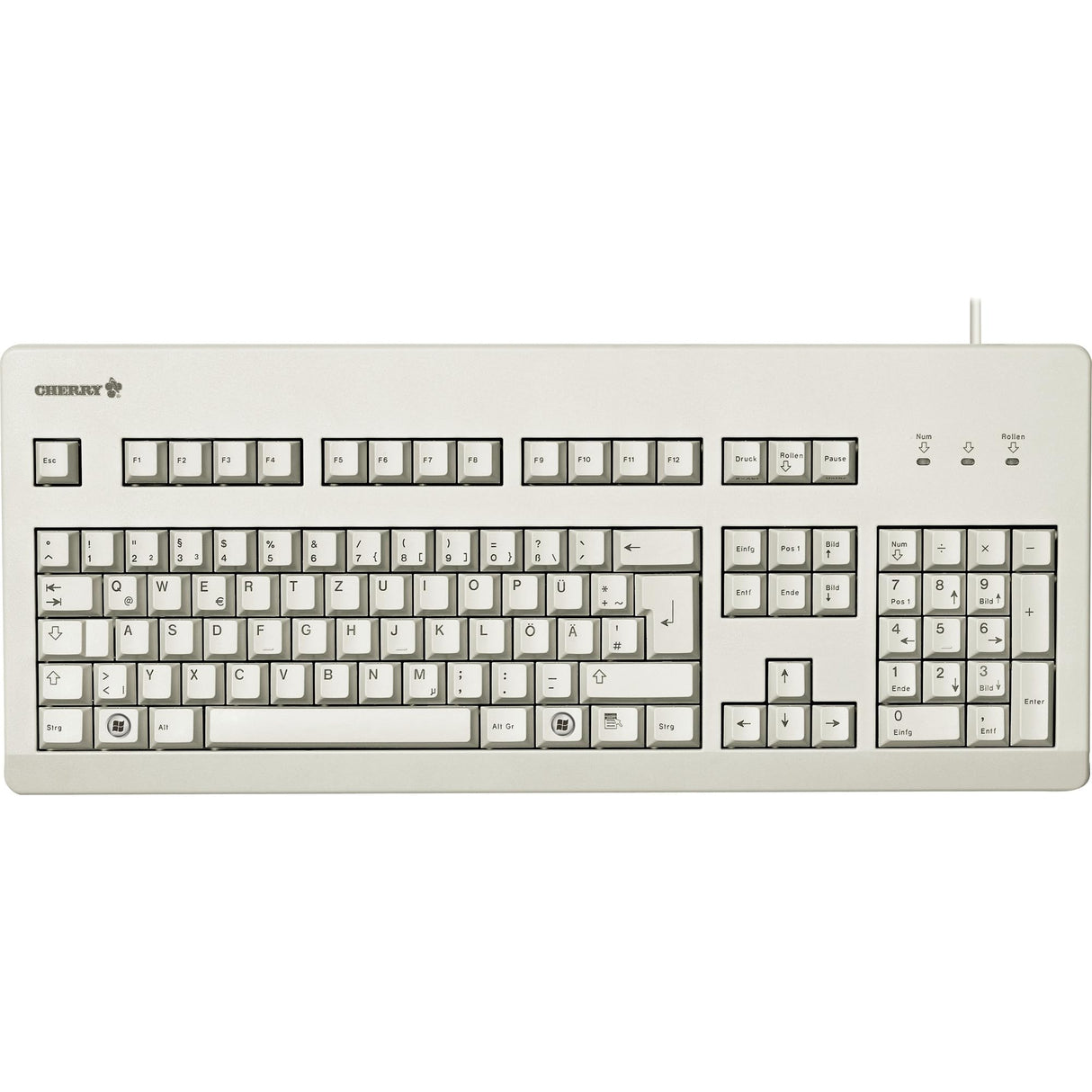 CHERRY G80-3000, Teclado Mecánico con Cable, Distribución de Teclado Español (QWERTY), Conexión USB, Robusto, Teclas Programables, Switches CHERRY MX BLACK, Gris Claro