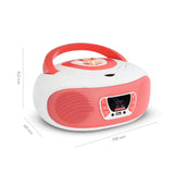 Mooov 477409 - Radio CD FM, Efectos Luminosos, función inalámbrica, USB, Pantalla LED, función Karaoke con Micro AUX-IN, Blanco y Rosa