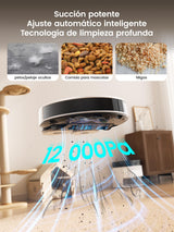 LEFANT M3 Robot Aspirador y Fregasuelos, Potente Succión de 12000 Pa, Doble Giro Fregar, Lavado y Secado Automático, Vaciado Automático para 3,2 L, Cepillos Antienredos, App/Alexa/iWatch, 2,4 G y 5G
