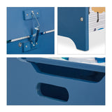 Relaxdays Caja Juguetes Diseño Monstruos, Baúl Infantil Almacenaje con Tapa, Arcón Niños, 50x60x36,5cm, MDF, Azul/Blanco, Tablero de Fibras