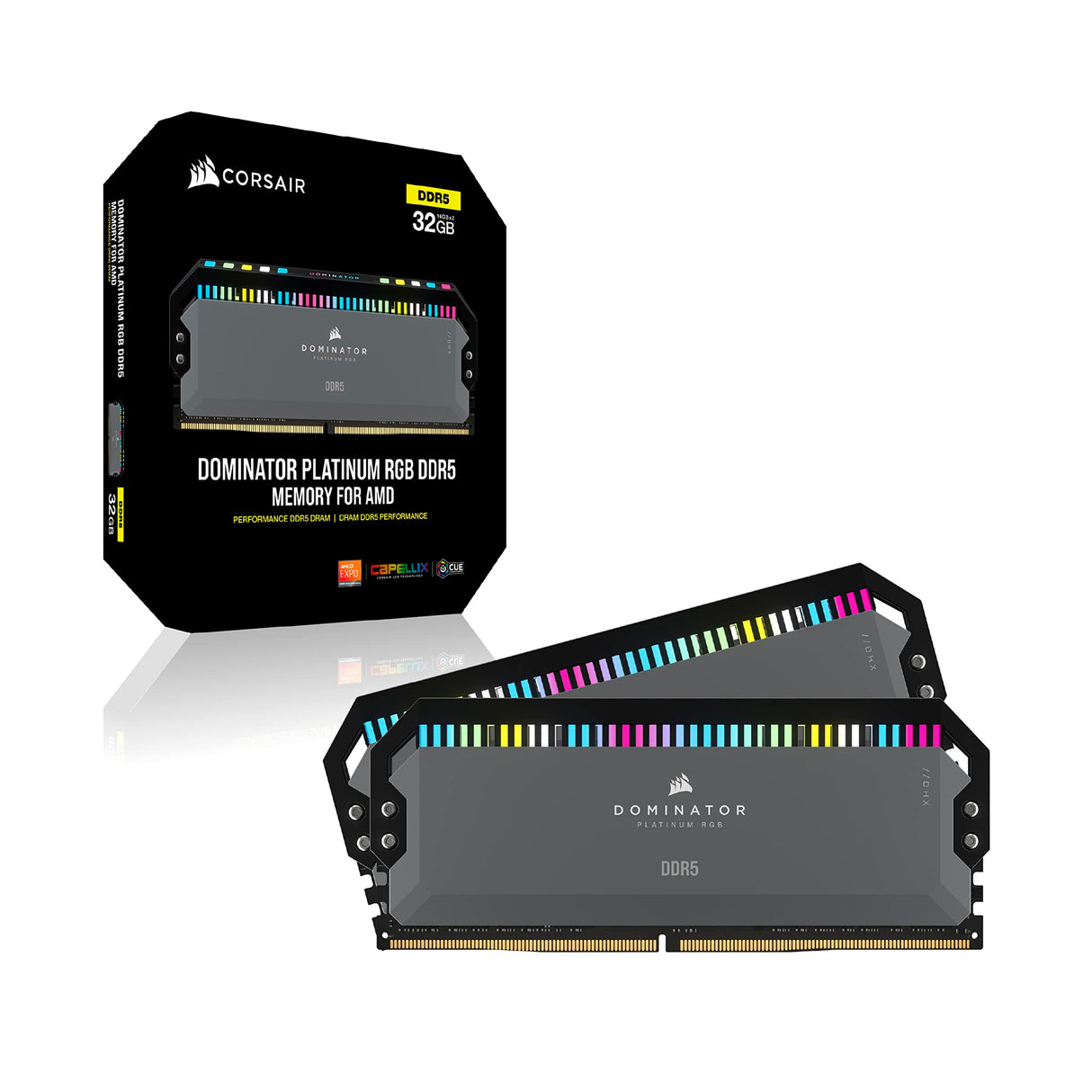 CORSAIR DOMINATOR PLATINUM RGB DDR5 32GB (2x16GB) DDR5 5200MHz CL40 AMD EXPO Intel XMP iCUE Memoria de Ordenador Compatible - Gris (CMT32GX5M2B5200Z40)