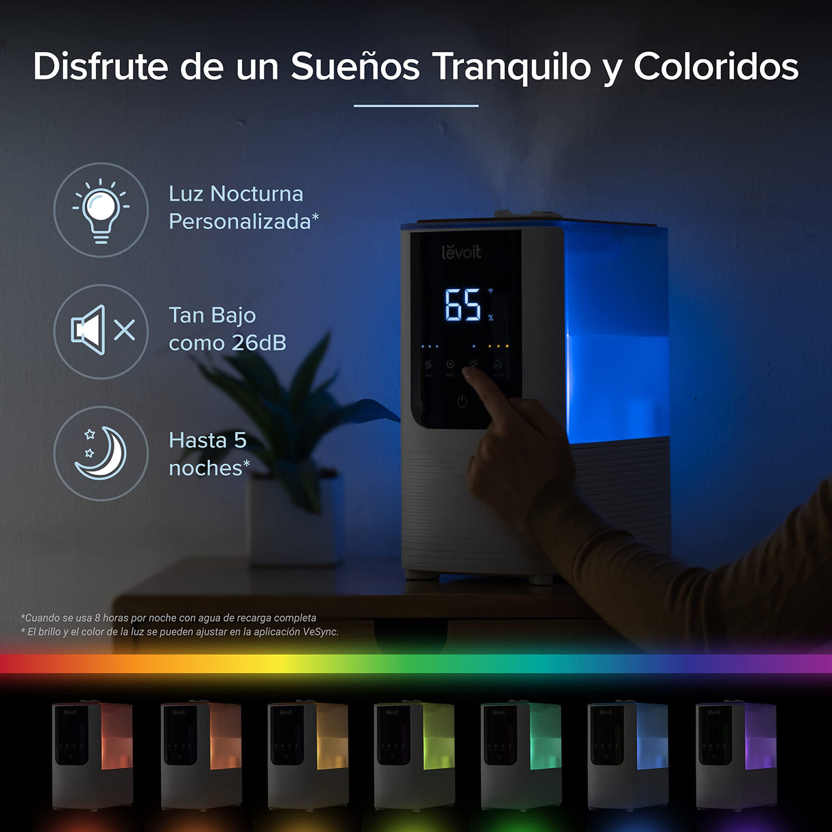LEVOIT OasisMist 4.5L Humidificador Inteligente, Niebla Caliente & Fría a 45h y 40m² , Modo Auto, Luz Personalizada, Aromaterapia y Silencioso 26dB para Bebés y plantas,Temporizador, Amazon Exclusive