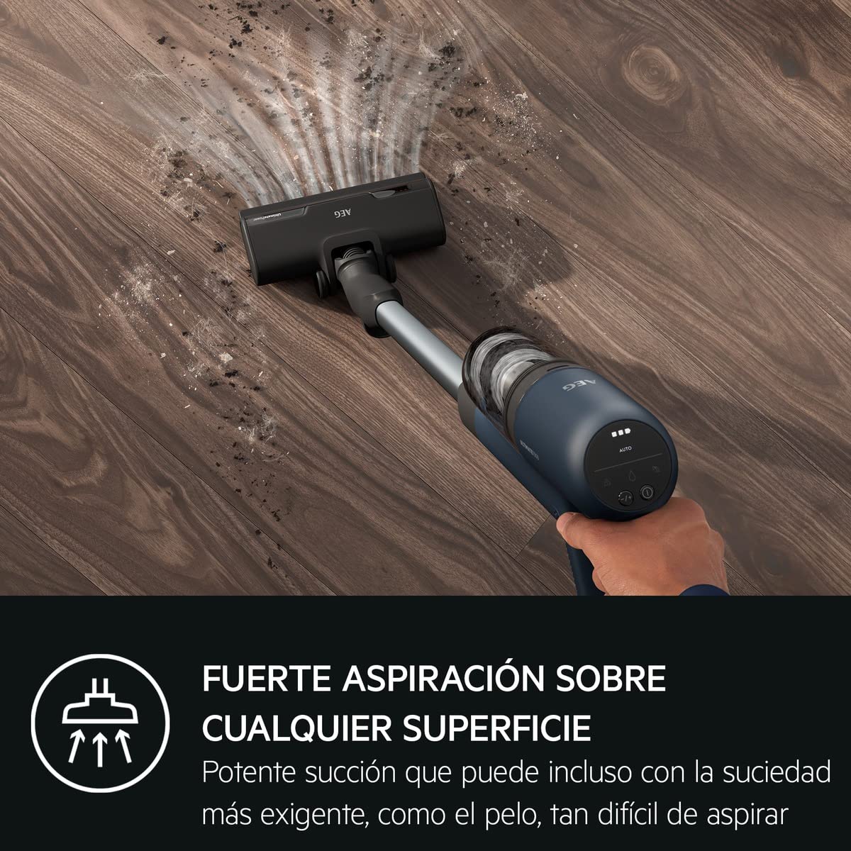 AEG AP71A142XN Aspiradora Sin Cable, 14,4 V, Autonomía de 50 min, Batería Extraible, Filtración en 5 Etapas, 4 Velocidades, Aspirador Escoba 2 en 1, Incluye Accesorios, Azul Denim