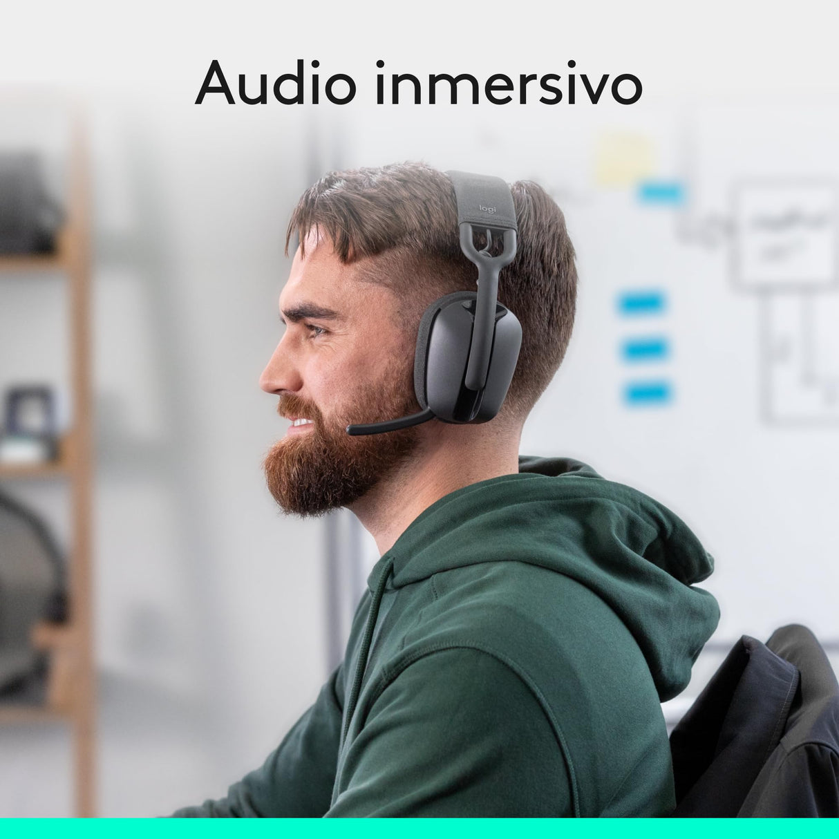 Logitech Zone Vibe 100 Auriculares inalámbricos ligeros, Micrófono con cancelación de ruido, Bluetooth multidispostivivo avanzado, Funcionan con Teams, Google Meet, Zoom, Mac/PC - Gris