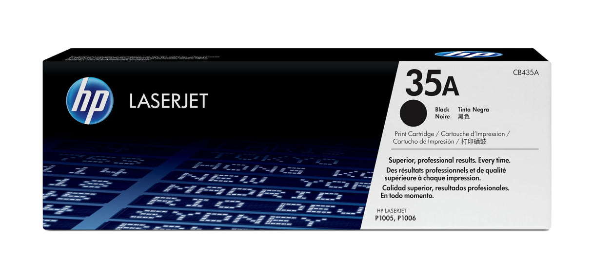 HP 35A CB435A, Negro, Cartucho Tóner Original, de 1.500 páginas, para impresoras HP LaserJet P1005 y P1006