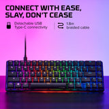 HyperX Alloy Origins 65 – Teclado mecánico para juegos - Formato ultracompacto al 65% – Tecla HyperX Red (lineal) - Cubiertas de PBT de doble capa de las teclas - Retroiluminación LED RGB