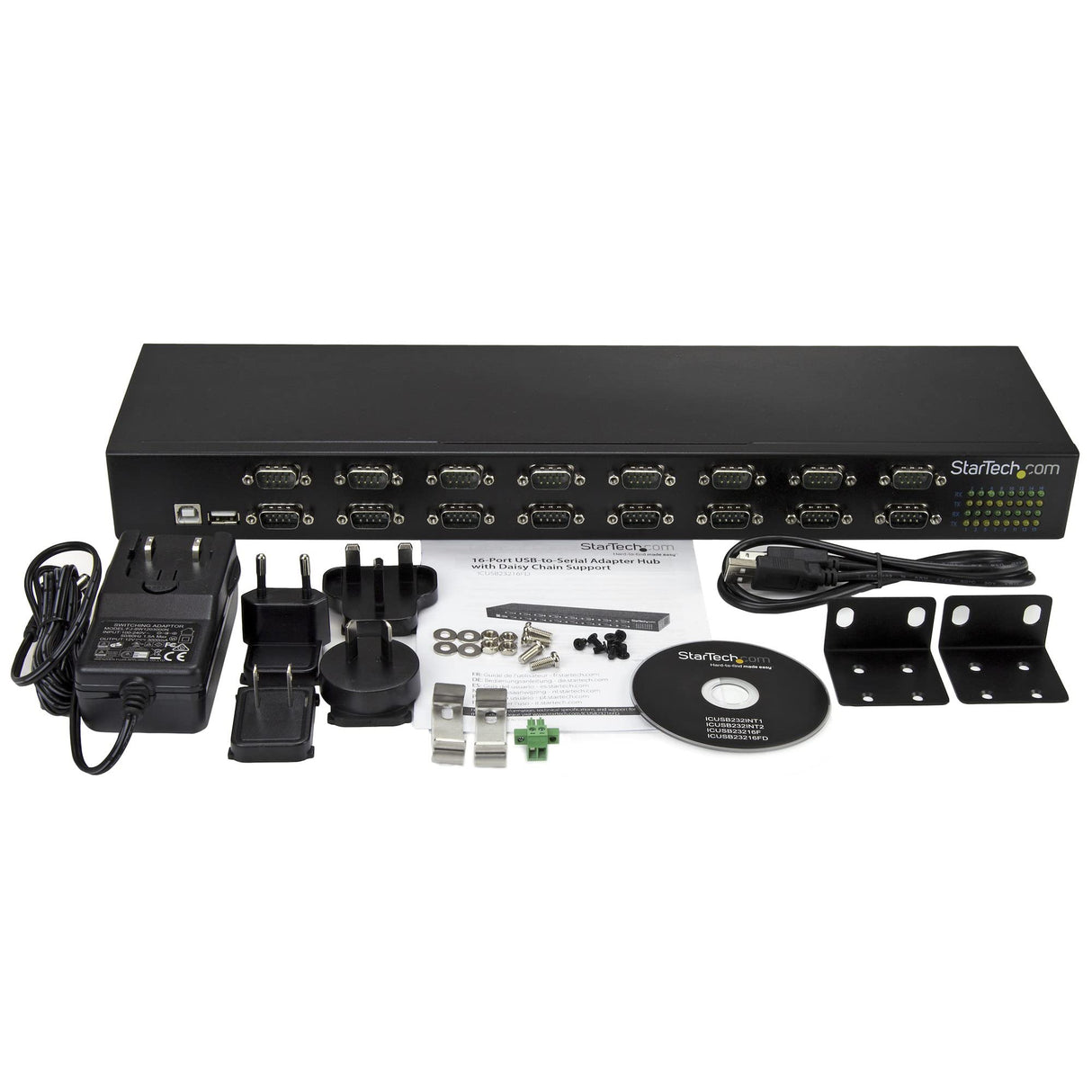 StarTech.com Adaptador USB a Concentrador de 16 Puertos Serie - Adaptador de Rack con Conexión en Cadena - USB a RS232