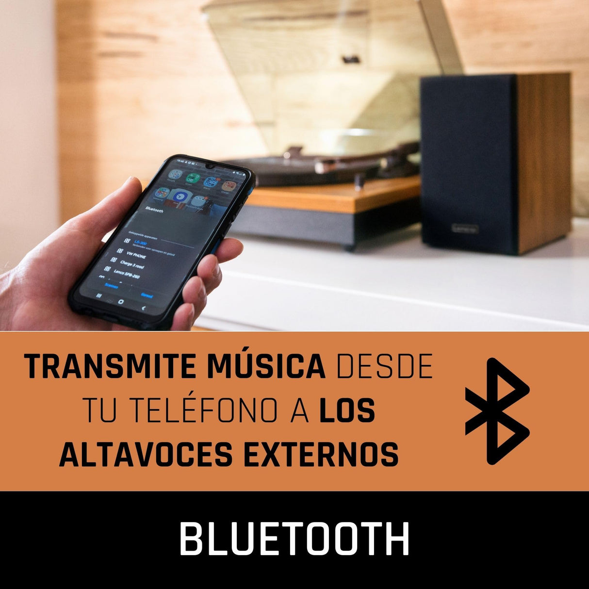 Lenco LS300WD Tocadiscos Vinilo con Altavoces - Bluetooth- Discos de Vinilo - Contrapeso Ajustable - Transmisión por Correa - MMC - RCA - Parada automática - Tapa Antipolvo - Madera