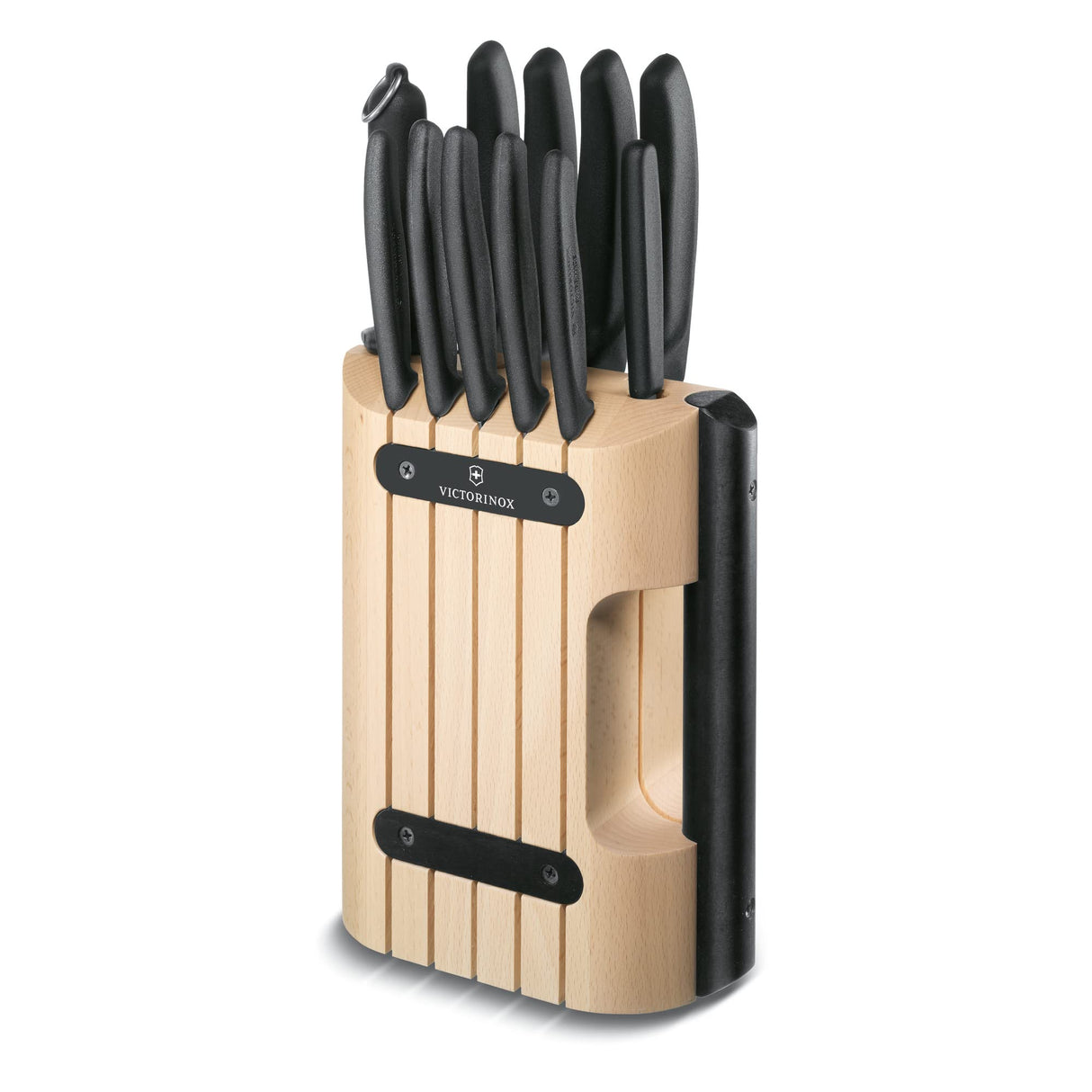 Victorinox Swiss Classic Soporte con 11 cuchillos, incluyendo cuchillo de cocina y pelador, de madera