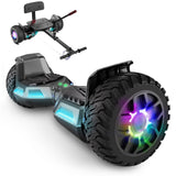 Scooter Con Asiento, 8.5" Hoverboard Go Kart Combo Con Luces LED De Colores Y Bluetooth, Para Niños Niños Niñas Adultos Todas Las Edades