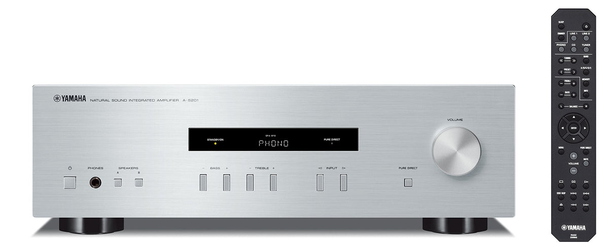 Yamaha A-S201 - Amplificador Hi-Fi estéreo de 100 W, plateado