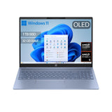HP OmniBook 5 16″ OLED 2K, Ordenador portátil AMD Ryzen AI 5 330, 32GB RAM, 1TB SSD, Gráficos AMD Radeon 820M, Windows 11 Home, Azul - Teclado QWERTY Español
