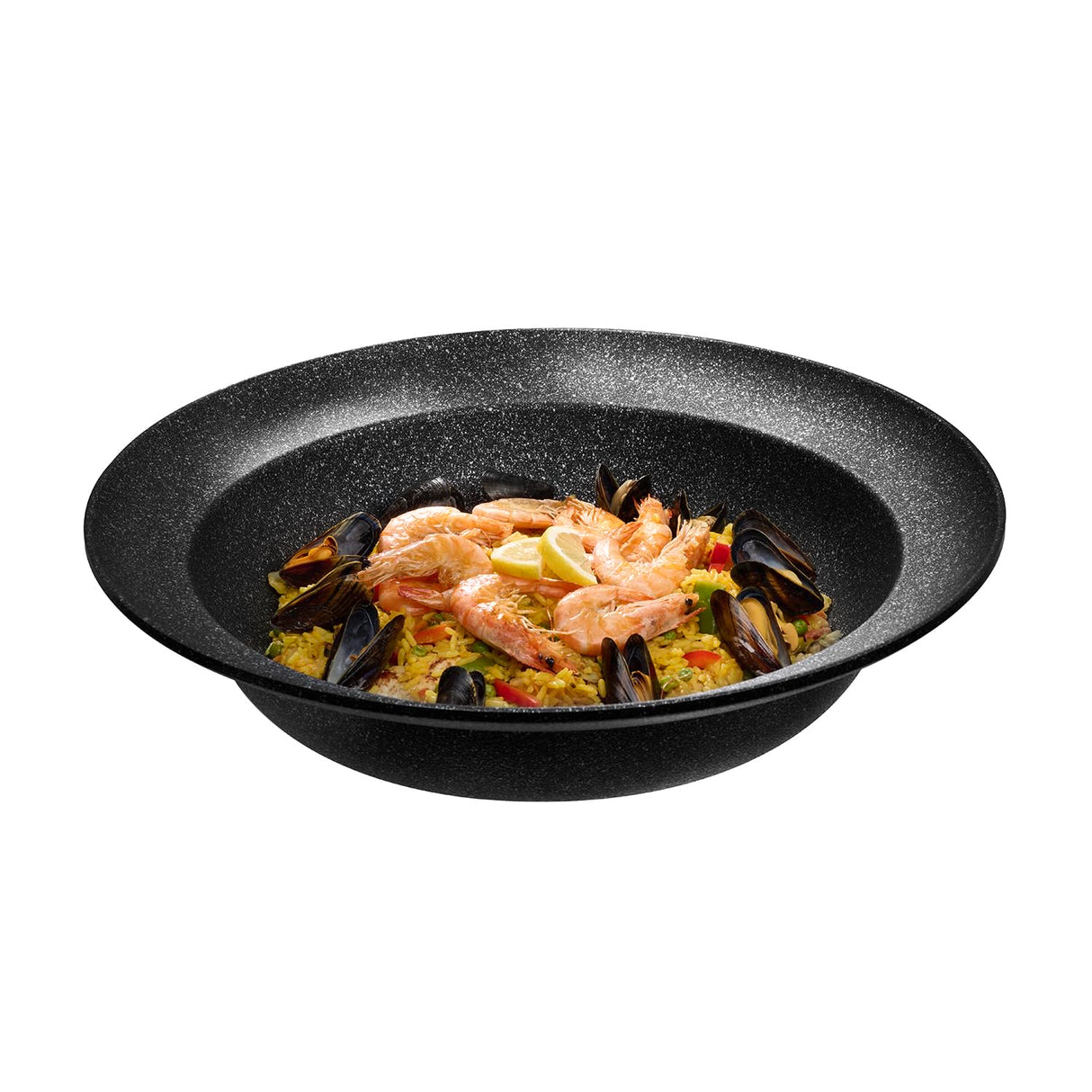APS 30510 - Cuenco (aluminio, antiadherente, 45 x 45 cm, altura 10 cm, 5,6 L), color negro y plateado