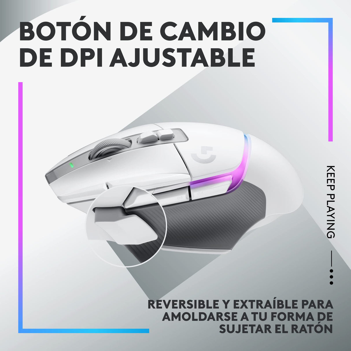 Logitech G G502 X PLUS LIGHTSPEED Ratón inalámbrico RGB para Gaming - Ratón óptico con interruptores híbridos LIGHTFORCE, LIGHTSYNC RGB, sensor HERO 25K, compatible con PC - macOS/Windows - Blanco