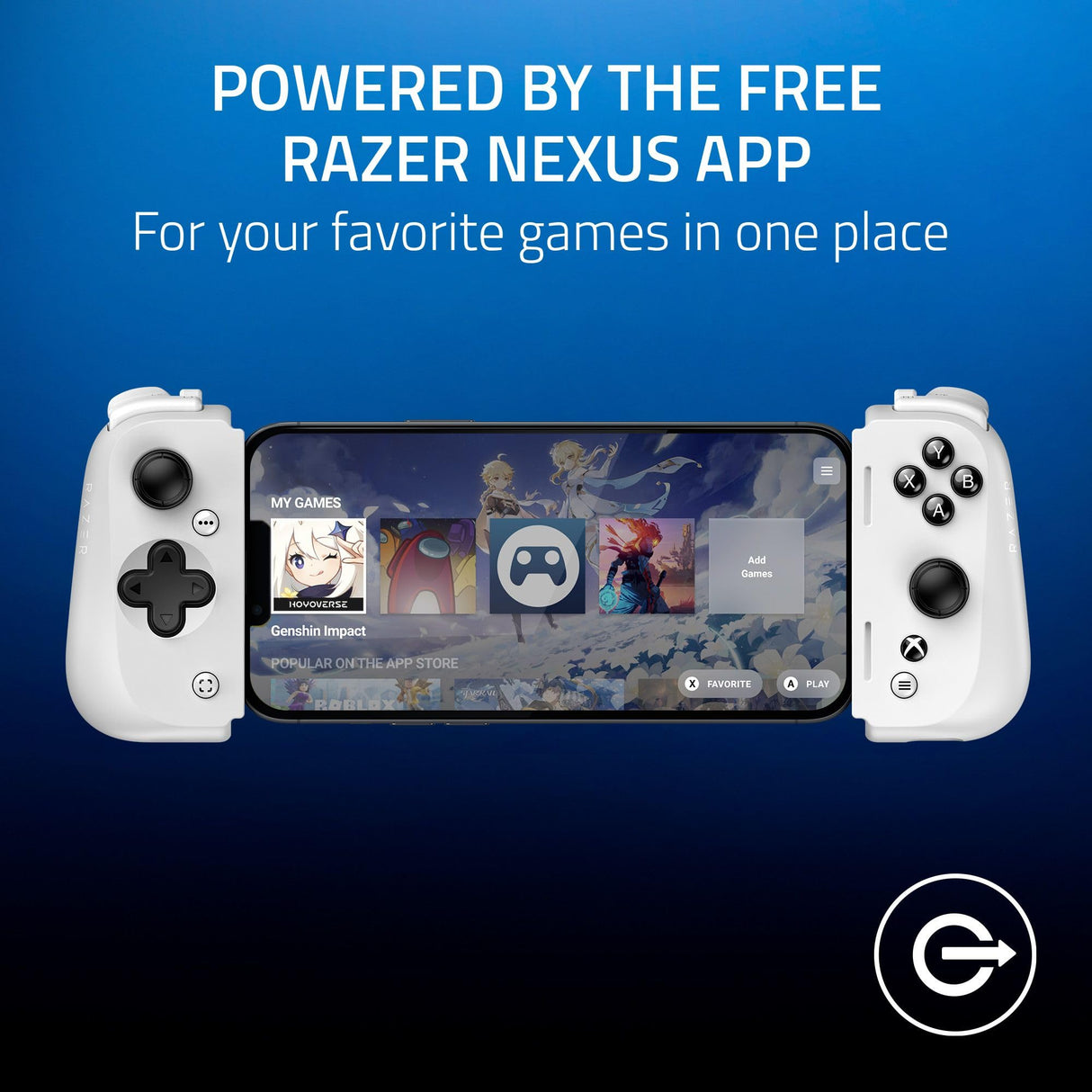 Razer Kishi V2 Mobile Gaming Controller Xbox Edition for iPhone: Console Quality Controls - Universal Fit - Stream PC & Xbox Games - Low Latency - Free Nexus App - 1 Month Xbox Game Pass Incl. - White