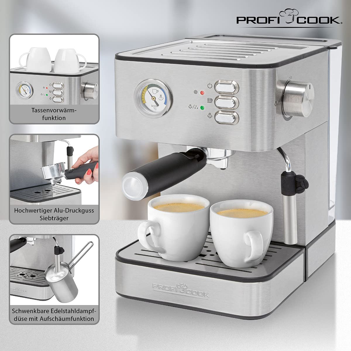 Profi Cook WAVE - Prof Espressomaschine PC-ES 1209 inox sr