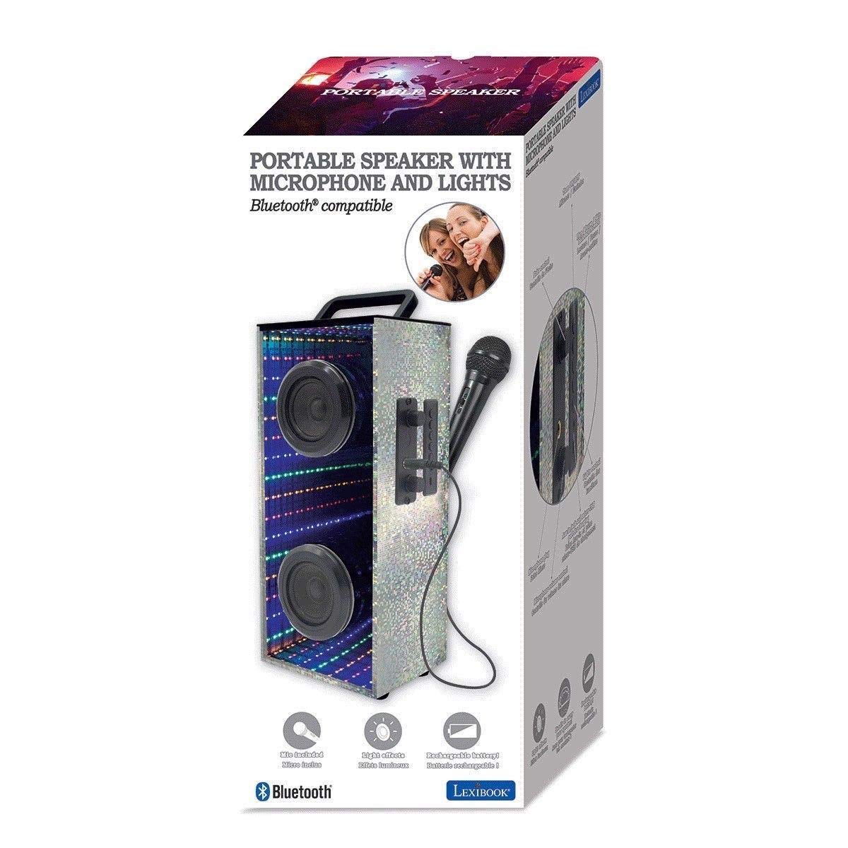 LEXIBOOK 259222 Altavoz Bluetooth portátil con micrófono y Luces LED