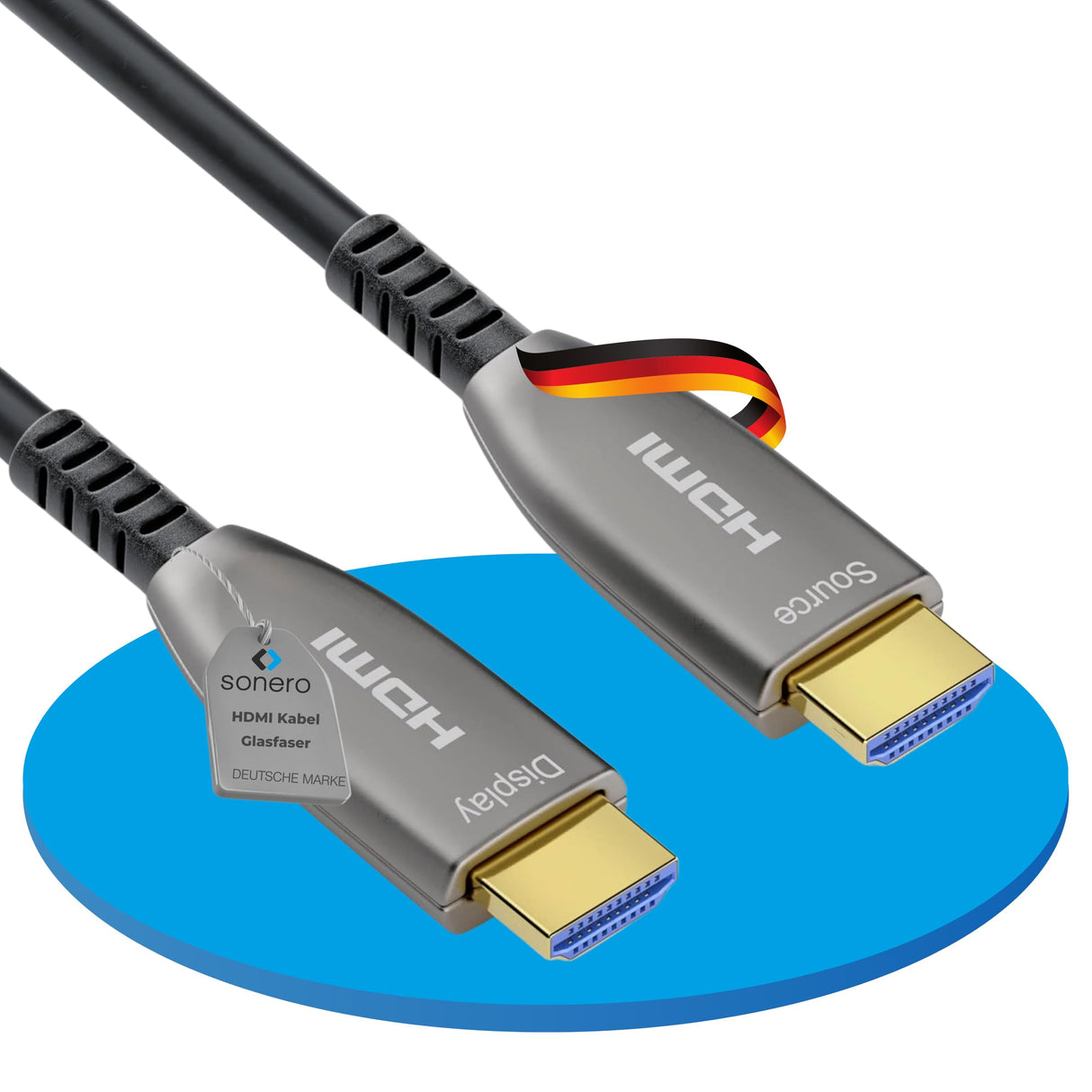 Sonero® Cable 8K-HDMI 2.1, Cable híbrido de Fibra óptica, resolución hasta 8K 60 Hz (7680 x 4320) / 4K 120Hz (3840 × 2160), Soporte HDCP 2.2, Antracita, 40 Metros