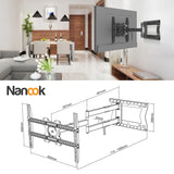 Nanook 2100 Soporte de Pared de Brazo Largo para televisores de 42 a 75 Pulgadas, Extensión Extra Larga de hasta 100 cm, Soporte de TV Que Permite Movimiento Completo, Soporta un Peso de hasta 60 kg