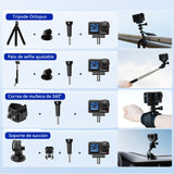 DJI Osmo Action 5 Pro Combo con 58 accesorios, cámara impermeable con sensor de 1/1,3 pulgadas, 4K/120 fps, seguimiento de patrón, estabilización, pantalla táctil OLED dual, cámara de acción 4K, ideal