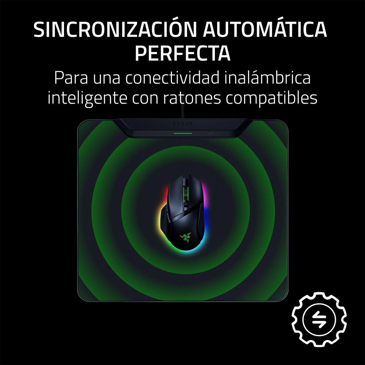 Razer HyperFlux V2 - Sistema de Alfombrilla de Carga inalámbrica para Ratones de Juego - Alfombrilla de ratón de Juego y Disco de Carga (indicador LED de Carga, pies de Goma Antideslizantes) Negro