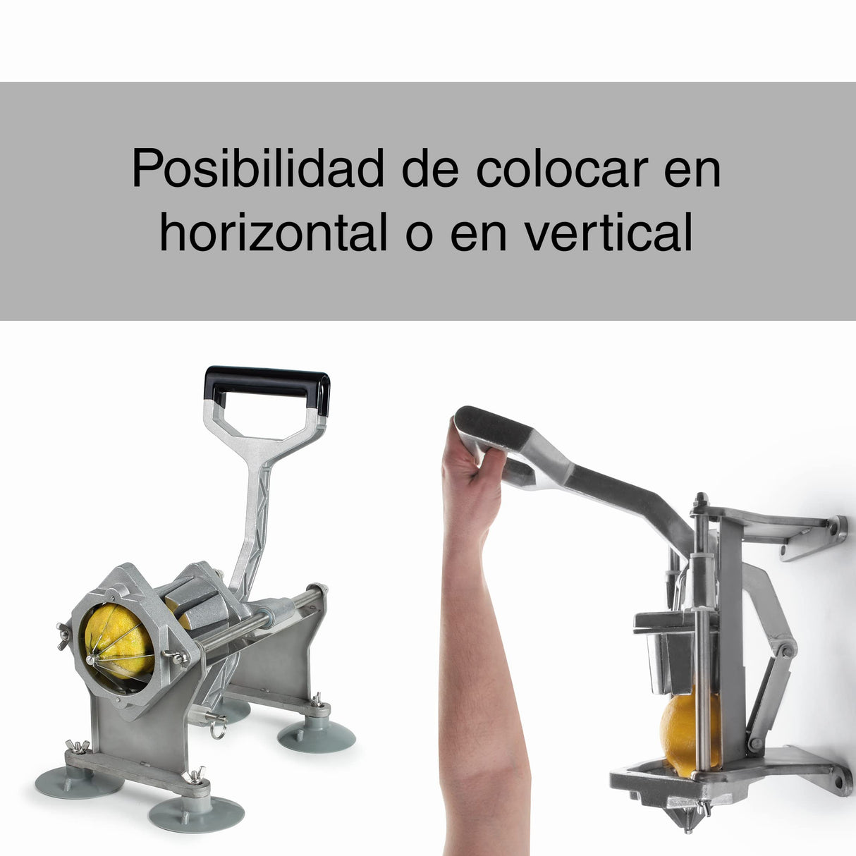 LACOR - 60513 - Cortador Profesional, Corta Patatas y Verduras en gajos, 4 Cuchillas de Acero Inoxidable, Corte Uniforme, Cocina Industrial
