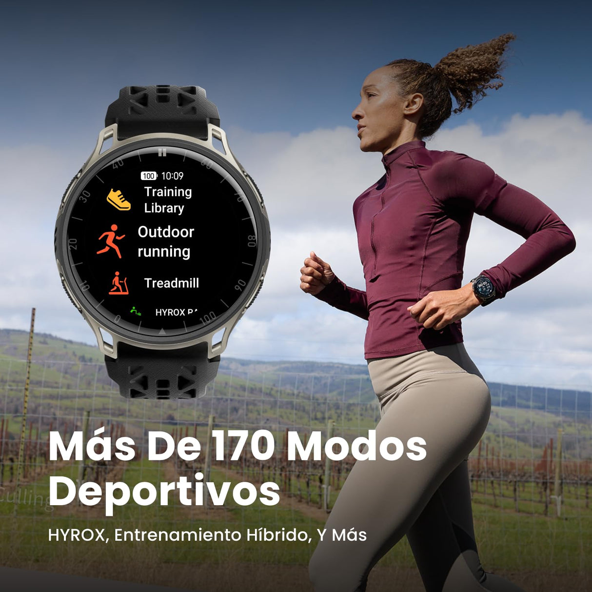 Amazfit Cheetah 2 Pro 48mm Reloj Inteligente GPS Running, Pantalla AMOLED 1,32", Cristal de Zafiro, Caja de Titanio, 32 GB Almacenamiento, hasta 20 días batería, NFC, Linterna, para Android y iPhone