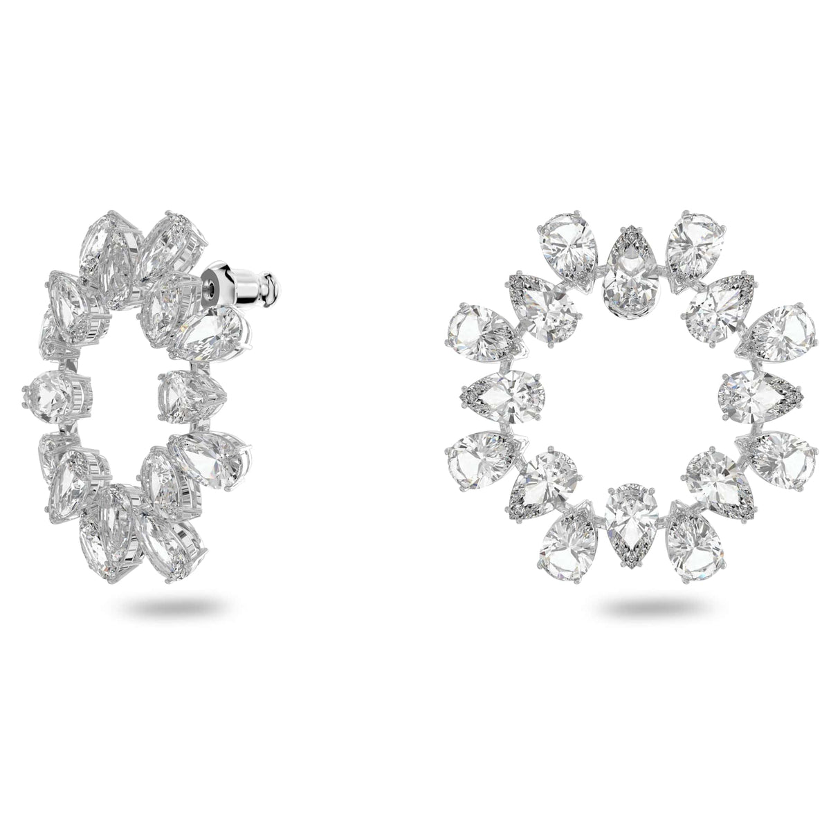 Swarovski Pendientes de aro Millenia, Talla pera, Blancos, Baño de rodio