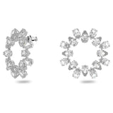 Swarovski Pendientes de aro Millenia, Talla pera, Blancos, Baño de rodio