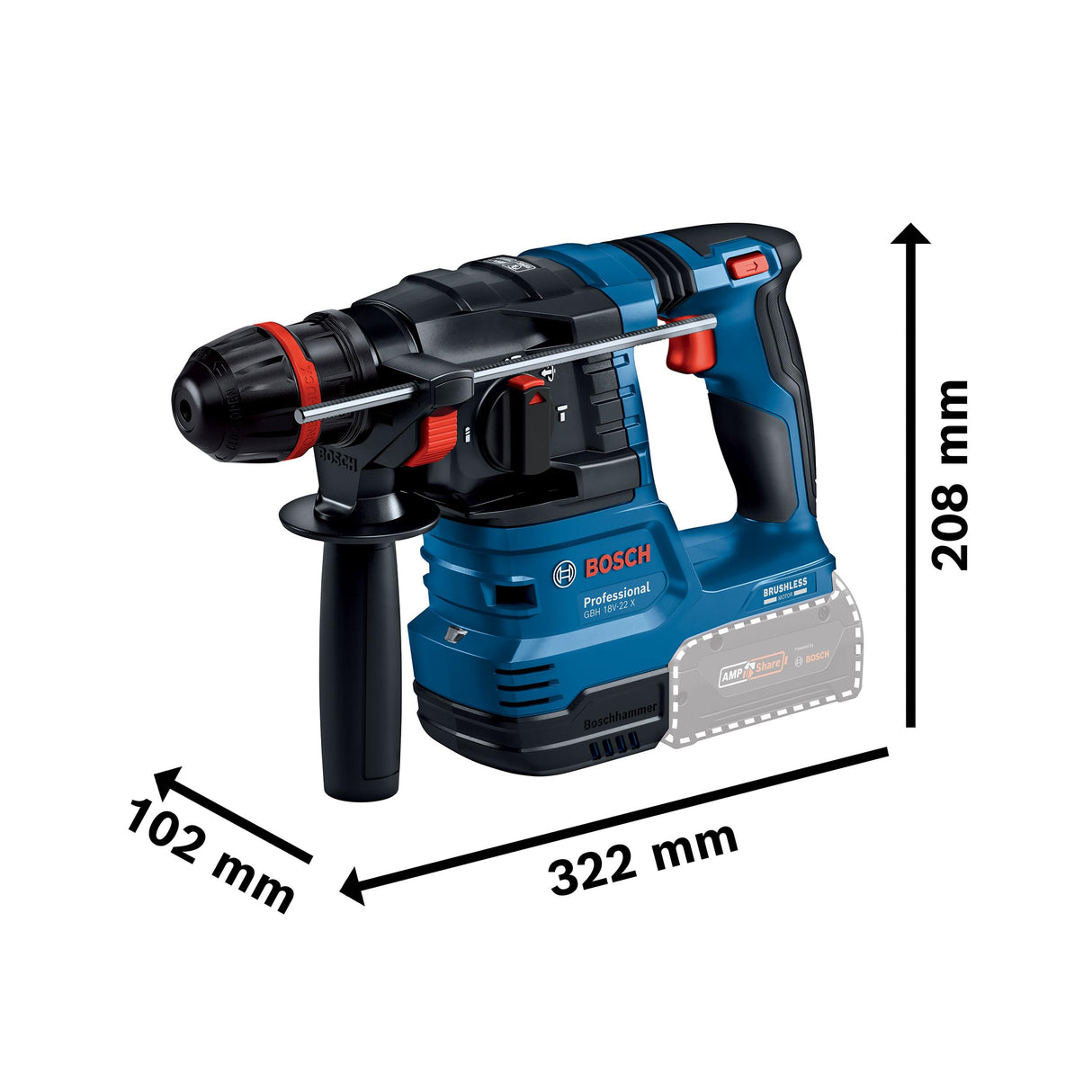 Bosch Professional 18V System martillo perforador a batería GBH 18V-22 X