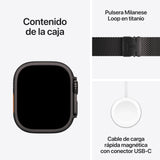 Apple Watch Ultra 3 GPS + Cellular, Reloj prémium para Running y Multideporte con Caja de Titanio Resistente de 49 mm y Pulsera Milanese Loop en Titanio Negro - Talla M.Monitores avanzados de Salud