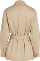 Tommy Hilfiger Chaqueta tipo camisa Mujer Gold Button Utility con bolsillos en el pecho, Beige (Sandalwood), XS