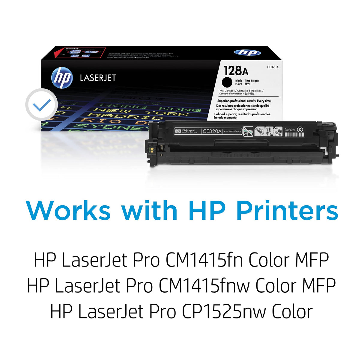 HP 128A CE320A, Negro, Cartucho Tóner Original, de 2.000 páginas, para impresoras HP LaserJet Pro serie CM1410, CM1415, CM1525