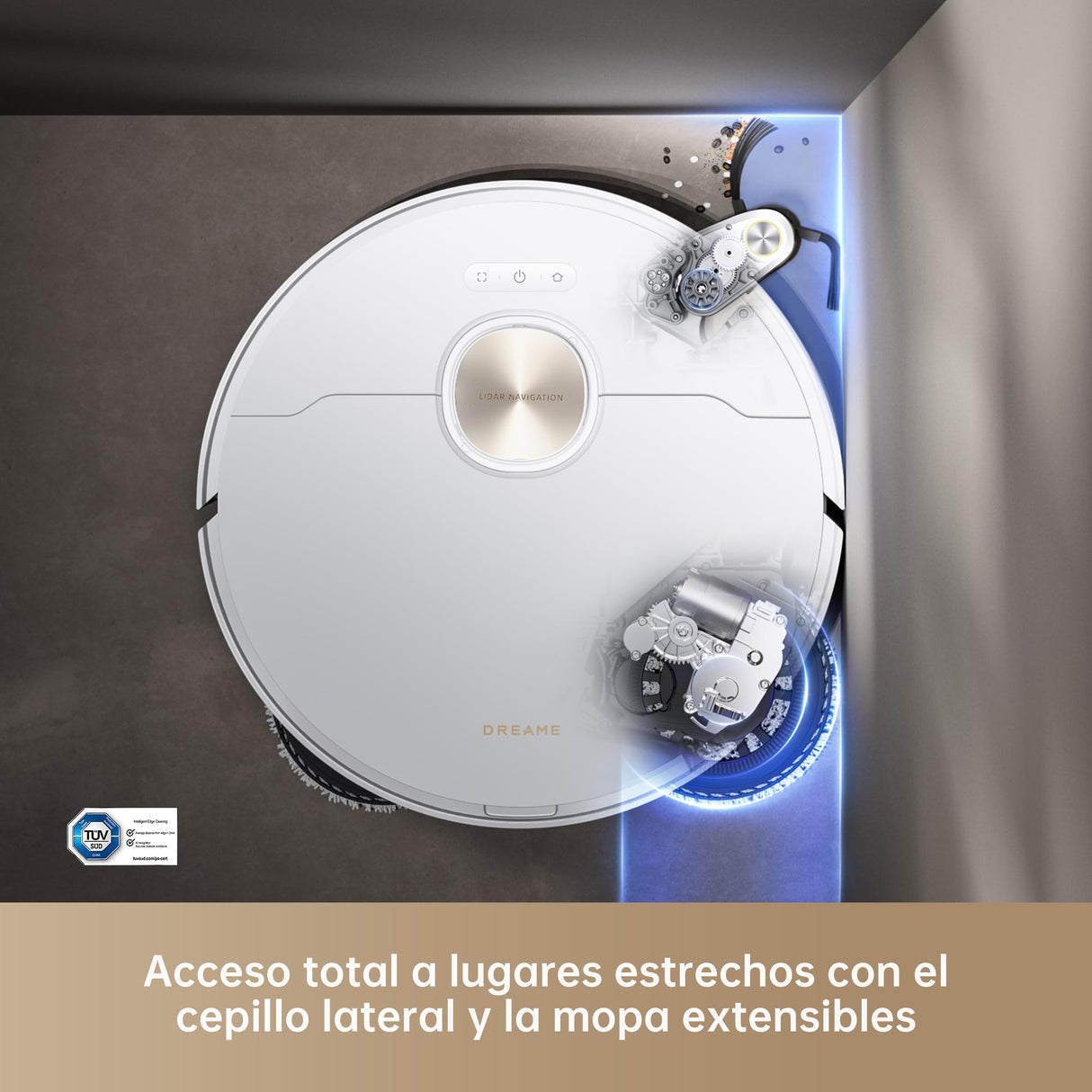 dreame X40 Ultra Complete Robot Aspirador y Fregasuelos, 12.000 Pa Succión, con Mopa Extraíble y Elevable, 70℃ Fregona Autolimpiable, Cepillo Lateral Extensible y Elevable, Detección Suciedad