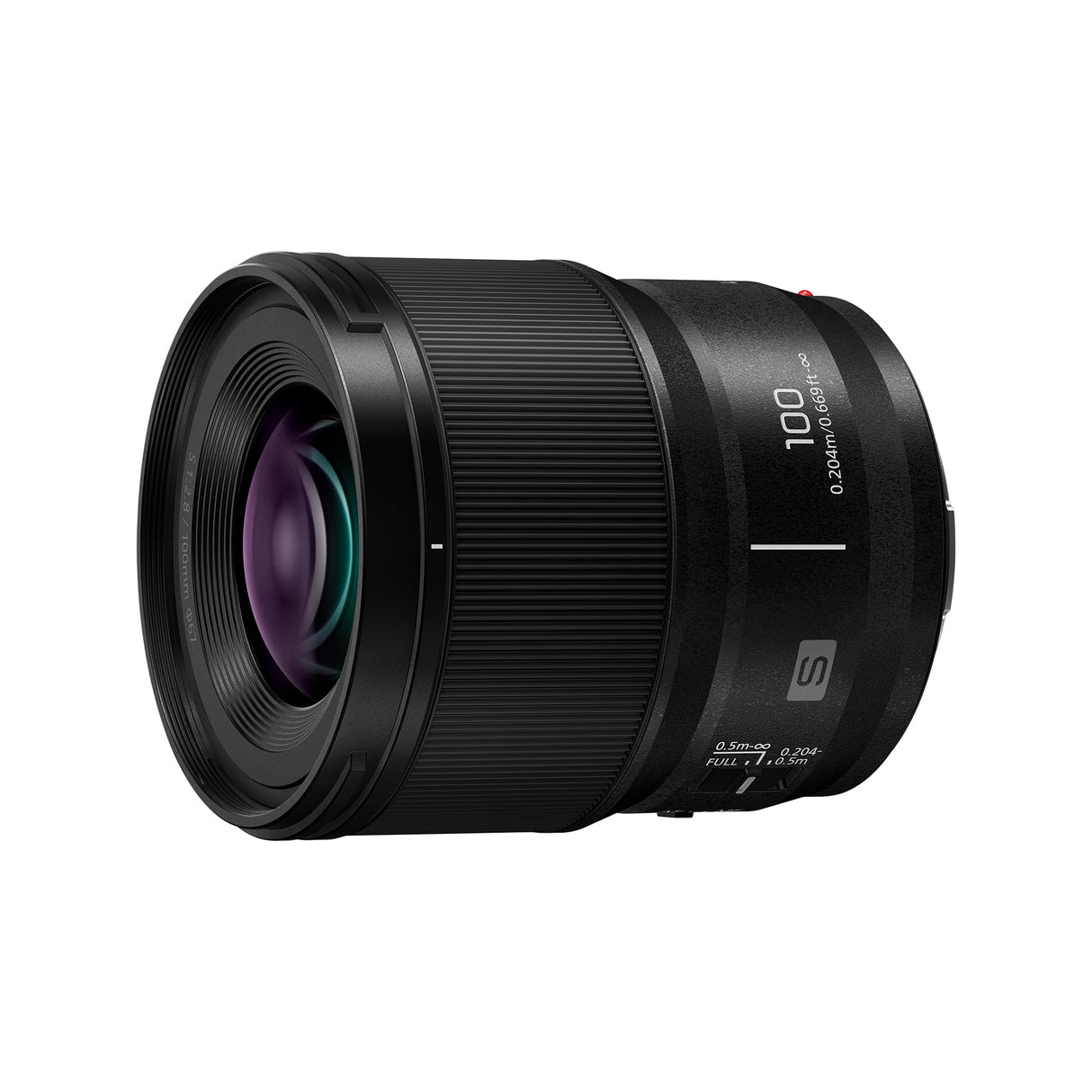 Panasonic Lumix S-E100 Lente Macro F2.8 100 mm, Lente de Fotograma Completo, Diseño Compacto y Liviano, 298 g, Motor Lineal de Doble Fase, Aumento de Tamaño Real 1:1, Ideal para Video, Negro