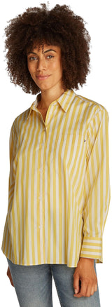 Tommy Hilfiger Camisa Mujer Poplin Easy Fit Oversized, Multicolor (STP Citronella), 38