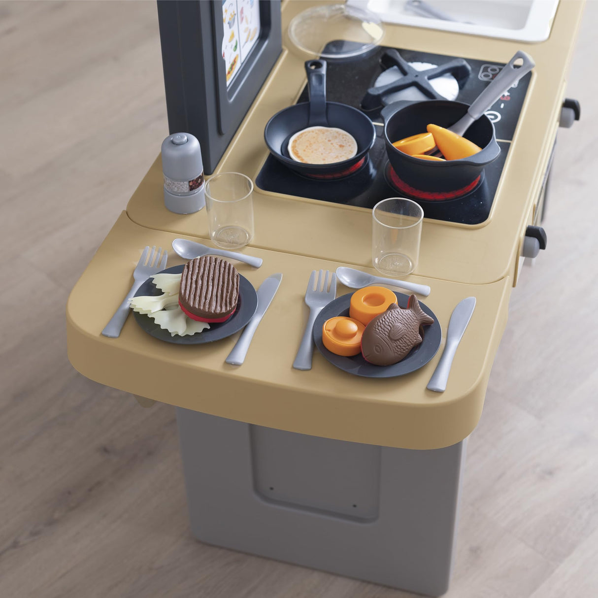 Smoby- Cocina Infantil Evolutiva con Sonidos, Encimera Elevable hasta 8cm Extra, 31 Accesorios, 4 Electrodomésticos, Juguete Niños Niñas A Partir de 3 años (7600312308)