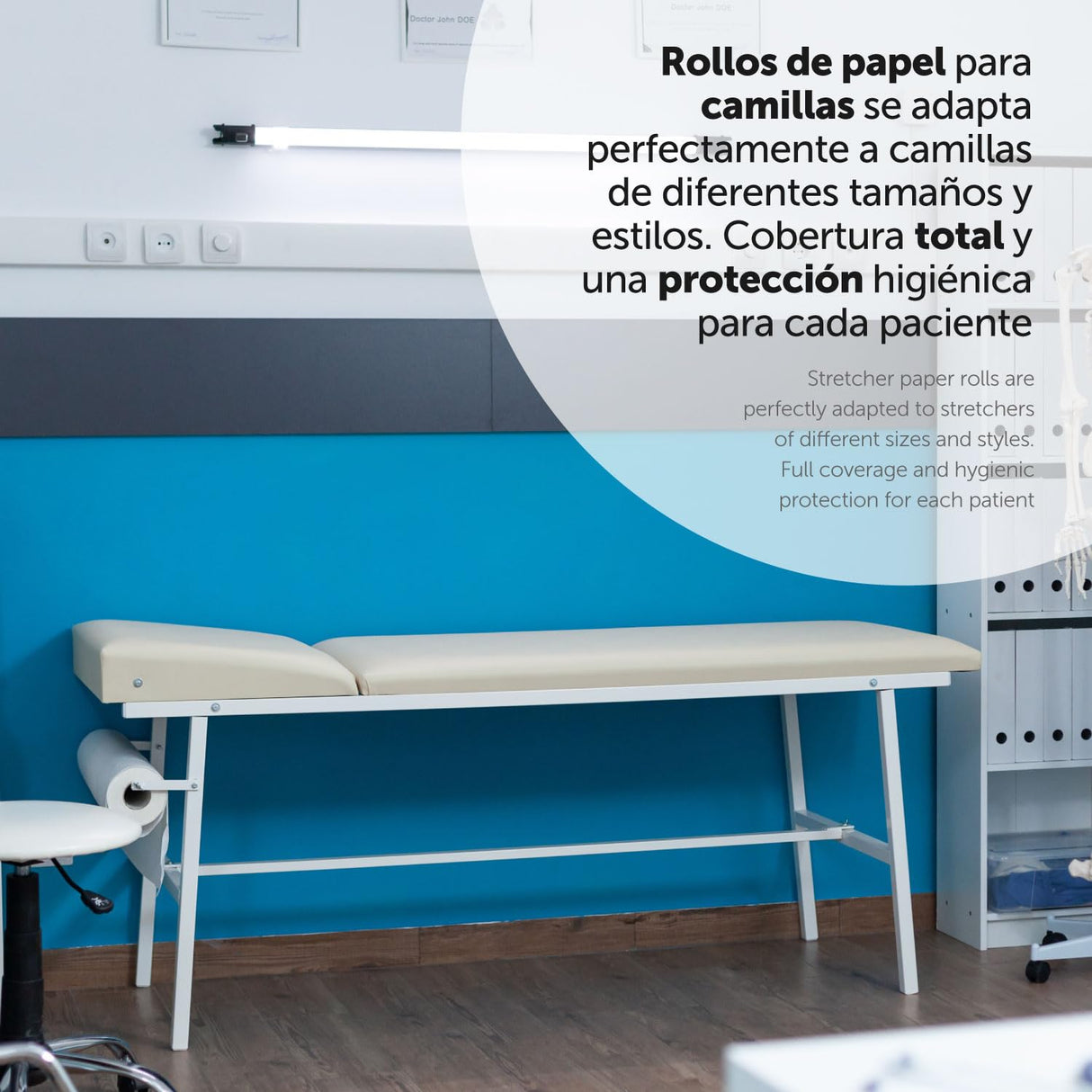 Rollo para Camilla, Rollo Papel para Camilla de Procedimientos Médicos, Masaje, Tratamientos de Belleza y Spa, Papel para Camilla de Estética y Masaje (60cm x 70m laminado celulosa, 12 unds)