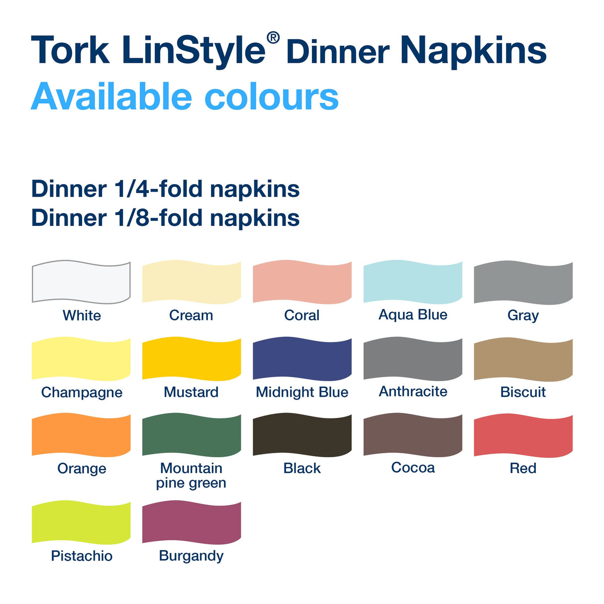 Tork 478145 Linstyle Servilleta para cena blanca/Servilleta Airlaid con plegado americano 1/8 / 1 capa / 12 paquetes x 50 unidades (600 servilletas) / 40 cm x 39 cm/Premium