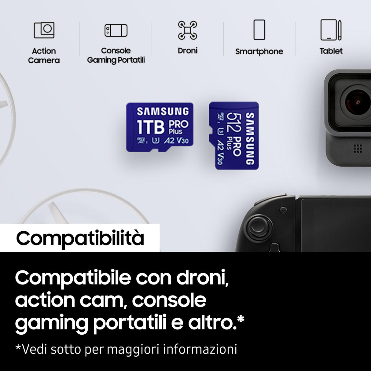 Samsung Memorie MB-MD1T0SA Pro Plus - Tarjeta MicroSD para móvil y Consola Gaming de 1 TB, UHS-I U3, hasta 180 MB/s